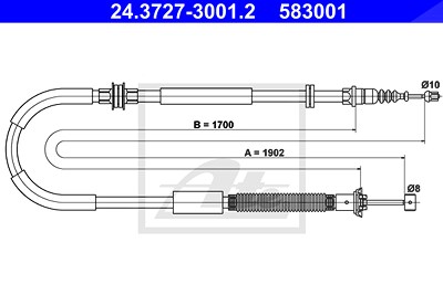 Ate Seilzug, Feststellbremse [Hersteller-Nr. 24.3727-3001.2] für Lancia von ATE