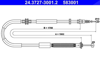 Ate Seilzug, Feststellbremse [Hersteller-Nr. 24.3727-3001.2] für Chrysler, Lancia von ATE
