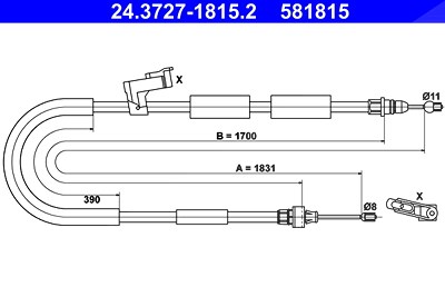 Ate Seilzug, Feststellbremse [Hersteller-Nr. 24.3727-1815.2] für Mazda von ATE