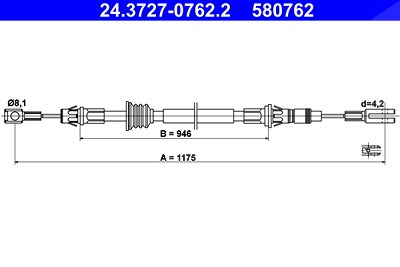 Ate Seilzug, Feststellbremse [Hersteller-Nr. 24.3727-0762.2] für Nissan, Opel, Renault, Vauxhall von ATE