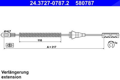 Ate Seilzug, Feststellbremse [Hersteller-Nr. 24.3727-0787.2] für Opel von ATE