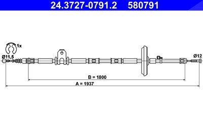 Ate Seilzug, Feststellbremse [Hersteller-Nr. 24.3727-0791.2] für Opel, Vauxhall von ATE