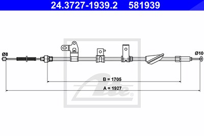 Ate Seilzug, Feststellbremse [Hersteller-Nr. 24.3727-1939.2] für Toyota von ATE
