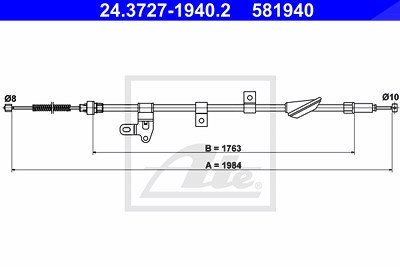 Ate Seilzug, Feststellbremse [Hersteller-Nr. 24.3727-1940.2] für Toyota von ATE