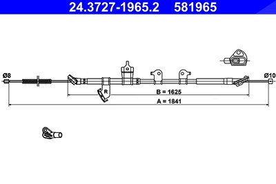 Ate Seilzug, Feststellbremse [Hersteller-Nr. 24.3727-1965.2] für Toyota von ATE