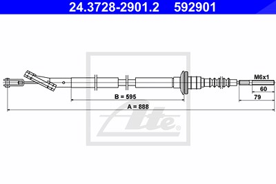 Ate Seilzug, Kupplungsbetätigung [Hersteller-Nr. 24.3728-2901.2] für Chevrolet, Gm Korea von ATE