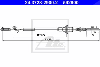 Ate Seilzug, Kupplungsbetätigung [Hersteller-Nr. 24.3728-2900.2] für Chevrolet, Gm Korea von ATE