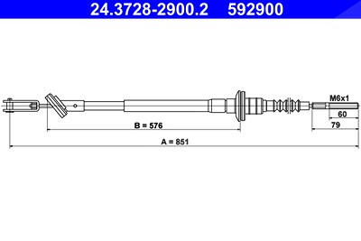 Ate Seilzug, Kupplungsbetätigung [Hersteller-Nr. 24.3728-2900.2] für Chevrolet, Gm Korea von ATE