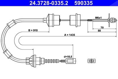 Ate Seilzug, Kupplungsbetätigung [Hersteller-Nr. 24.3728-0335.2] für Citroën, Fiat, Peugeot von ATE