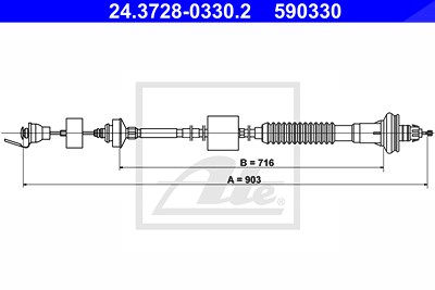 Ate Seilzug, Kupplungsbetätigung [Hersteller-Nr. 24.3728-0330.2] für Citroën von ATE