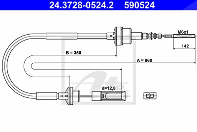 Ate Seilzug, Kupplungsbetätigung [Hersteller-Nr. 24.3728-0524.2] für Fiat von ATE