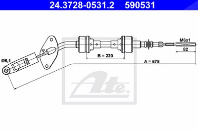 Ate Seilzug, Kupplungsbetätigung [Hersteller-Nr. 24.3728-0531.2] für Fiat von ATE