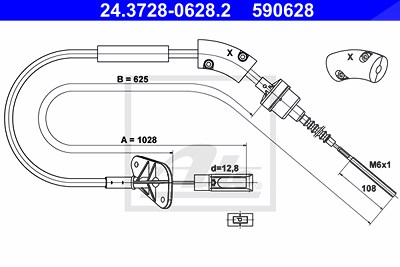 Ate Seilzug, Kupplungsbetätigung [Hersteller-Nr. 24.3728-0628.2] für Fiat, Ford von ATE