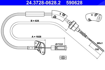 Ate Seilzug, Kupplungsbetätigung [Hersteller-Nr. 24.3728-0628.2] für Fiat, Ford von ATE