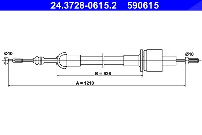 Ate Seilzug, Kupplungsbetätigung [Hersteller-Nr. 24.3728-0615.2] für Ford von ATE