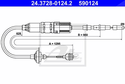 Ate Seilzug, Kupplungsbetätigung [Hersteller-Nr. 24.3728-0124.2] für VW von ATE