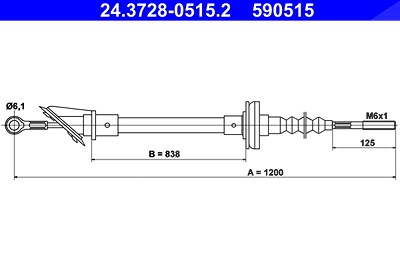 Ate Seilzug, Kupplungsbetätigung [Hersteller-Nr. 24.3728-0515.2] für Citroën, Fiat, Peugeot von ATE