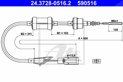 Ate Seilzug, Kupplungsbetätigung [Hersteller-Nr. 24.3728-0516.2] für Fiat, Lancia von ATE