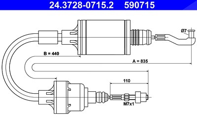 Ate Seilzug, Kupplungsbetätigung [Hersteller-Nr. 24.3728-0715.2] für Opel, Vauxhall von ATE
