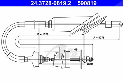 Ate Seilzug, Kupplungsbetätigung [Hersteller-Nr. 24.3728-0819.2] für Peugeot von ATE