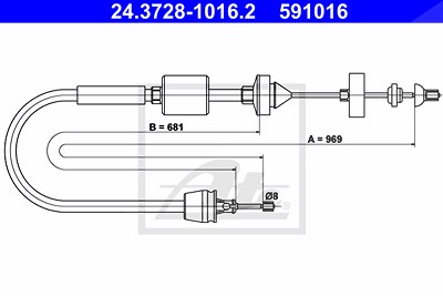 Ate Seilzug, Kupplungsbetätigung [Hersteller-Nr. 24.3728-1016.2] für Nissan, Renault von ATE