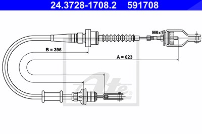 Ate Seilzug, Kupplungsbetätigung [Hersteller-Nr. 24.3728-1708.2] für Nissan von ATE