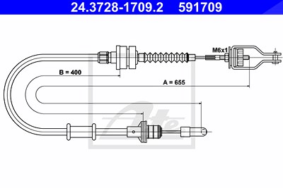 Ate Seilzug, Kupplungsbetätigung [Hersteller-Nr. 24.3728-1709.2] für Nissan von ATE