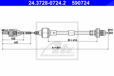 Ate Seilzug, Kupplungsbetätigung [Hersteller-Nr. 24.3728-0724.2] für Opel von ATE