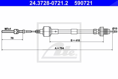 Ate Seilzug, Kupplungsbetätigung [Hersteller-Nr. 24.3728-0721.2] für Opel von ATE