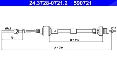 Ate Seilzug, Kupplungsbetätigung [Hersteller-Nr. 24.3728-0721.2] für Opel von ATE