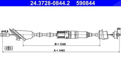 Ate Seilzug, Kupplungsbetätigung [Hersteller-Nr. 24.3728-0844.2] für Peugeot von ATE