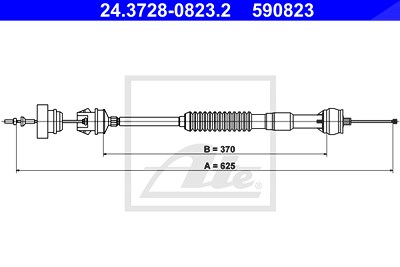 Ate Seilzug, Kupplungsbetätigung [Hersteller-Nr. 24.3728-0823.2] für Peugeot von ATE