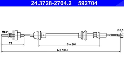 Ate Seilzug, Kupplungsbetätigung [Hersteller-Nr. 24.3728-2704.2] für Seat von ATE