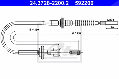 Ate Seilzug, Kupplungsbetätigung [Hersteller-Nr. 24.3728-2200.2] für Subaru, Suzuki von ATE