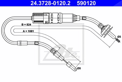 Ate Seilzug, Kupplungsbetätigung [Hersteller-Nr. 24.3728-0120.2] für VW von ATE