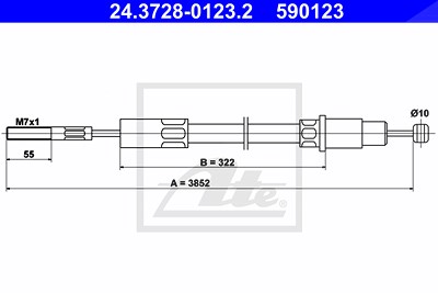 Ate Seilzug, Kupplungsbetätigung [Hersteller-Nr. 24.3728-0123.2] für VW von ATE