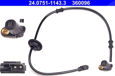 Ate Sensor, Raddrehzahl [Hersteller-Nr. 24.0751-1143.3] für Mercedes-Benz von ATE