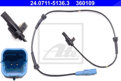 Ate Sensor, Raddrehzahl [Hersteller-Nr. 24.0711-5136.3] für Peugeot von ATE
