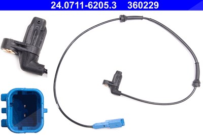 Ate Sensor, Raddrehzahl [Hersteller-Nr. 24.0711-6205.3] für Peugeot von ATE