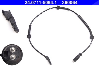 Ate Sensor, Raddrehzahl [Hersteller-Nr. 24.0711-5094.1] für Renault von ATE