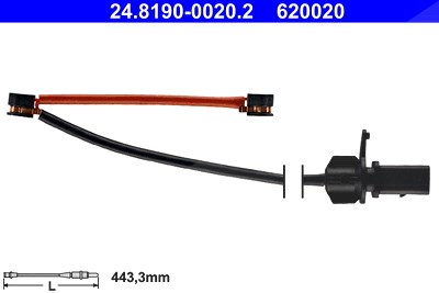 Ate Warnkontakt, Bremsbelagverschleiß [Hersteller-Nr. 24.8190-0020.2] für Audi von ATE