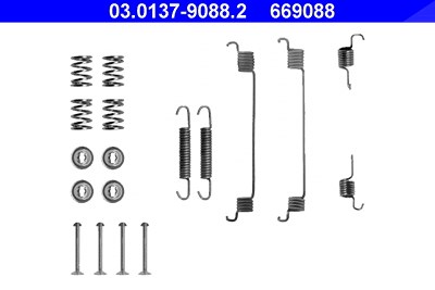 Ate Zubehörsatz, Bremsbacken [Hersteller-Nr. 03.0137-9088.2] für Dacia, Fiat, Lancia, Peugeot, Renault von ATE