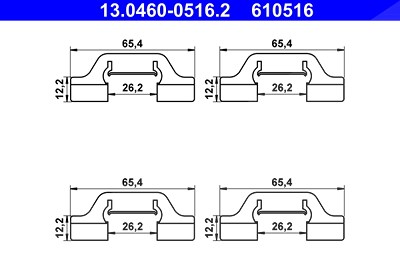 Ate Zubehörsatz, Scheibenbremsbelag [Hersteller-Nr. 13.0460-0516.2] für Audi, Seat, Skoda, VW von ATE