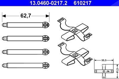 Ate Zubehörsatz, Scheibenbremsbelag [Hersteller-Nr. 13.0460-0217.2] für Opel, Saab, Vauxhall von ATE