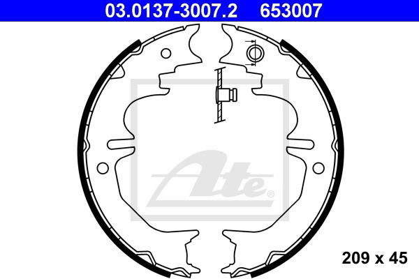 Bremsbackensatz, Feststellbremse Hinterachse ATE 03.0137-3007.2 von ATE