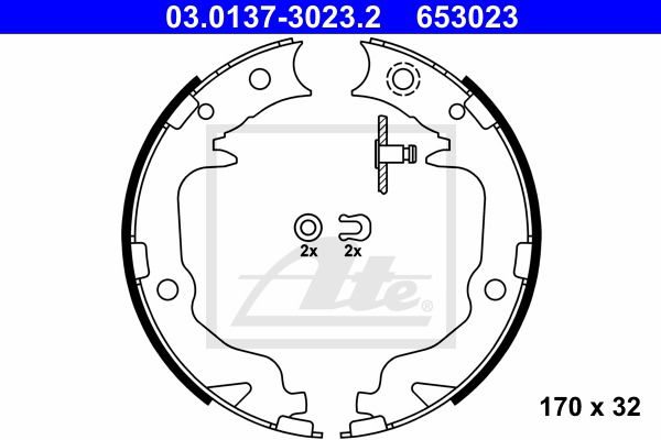 Bremsbackensatz, Feststellbremse Hinterachse ATE 03.0137-3023.2 von ATE