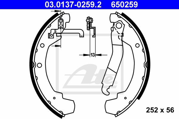 Bremsbackensatz Hinterachse ATE 03.0137-0259.2 von ATE