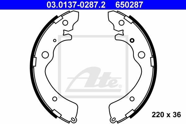 Bremsbackensatz Hinterachse ATE 03.0137-0287.2 von ATE