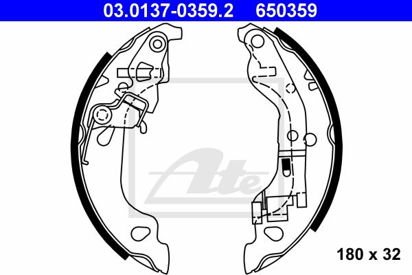 Bremsbackensatz Hinterachse ATE 03.0137-0359.2 Bremsbackensatz Hinterachse ATE 03.0137-0359.2 von ATE