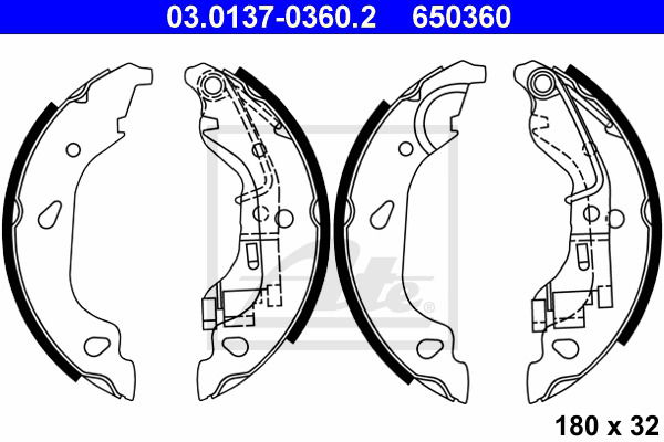 Bremsbackensatz Hinterachse ATE 03.0137-0360.2 von ATE